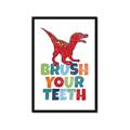 Picture of Brush Your Teeth Red Dino _GroupedProduct_Rectangle_Portrait_Mini_ _GroupedProduct_Rectangle_Portrait_Framed_Matted_