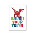 Picture of Brush Your Teeth Red Dino _GroupedProduct_Rectangle_Portrait_Mini_ _GroupedProduct_Rectangle_Portrait_Framed_Matted_