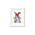 Picture of Brush Your Teeth Red Dino _GroupedProduct_Rectangle_Portrait_Mini_ _GroupedProduct_Rectangle_Portrait_Framed_Matted_