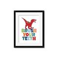 Picture of Brush Your Teeth Red Dino _GroupedProduct_Rectangle_Portrait_Mini_ _GroupedProduct_Rectangle_Portrait_Framed_Matted_