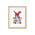 Picture of Brush Your Teeth Red Dino _GroupedProduct_Rectangle_Portrait_Mini_ _GroupedProduct_Rectangle_Portrait_Framed_Matted_