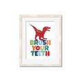 Picture of Brush Your Teeth Red Dino _GroupedProduct_Rectangle_Portrait_Mini_ _GroupedProduct_Rectangle_Portrait_Framed_Matted_