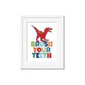 Picture of Brush Your Teeth Red Dino _GroupedProduct_Rectangle_Portrait_Mini_ _GroupedProduct_Rectangle_Portrait_Framed_Matted_