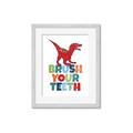 Picture of Brush Your Teeth Red Dino _GroupedProduct_Rectangle_Portrait_Mini_ _GroupedProduct_Rectangle_Portrait_Framed_Matted_
