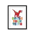 Picture of Brush Your Teeth Red Dino _GroupedProduct_Rectangle_Portrait_Mini_ _GroupedProduct_Rectangle_Portrait_Framed_Matted_