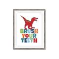 Picture of Brush Your Teeth Red Dino _GroupedProduct_Rectangle_Portrait_Mini_ _GroupedProduct_Rectangle_Portrait_Framed_Matted_