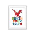 Picture of Brush Your Teeth Red Dino _GroupedProduct_Rectangle_Portrait_Mini_ _GroupedProduct_Rectangle_Portrait_Framed_Matted_