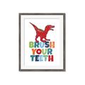 Picture of Brush Your Teeth Red Dino _GroupedProduct_Rectangle_Portrait_Mini_ _GroupedProduct_Rectangle_Portrait_Framed_Matted_