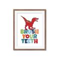 Picture of Brush Your Teeth Red Dino _GroupedProduct_Rectangle_Portrait_Mini_ _GroupedProduct_Rectangle_Portrait_Framed_Matted_
