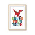 Picture of Brush Your Teeth Red Dino _GroupedProduct_Rectangle_Portrait_Mini_ _GroupedProduct_Rectangle_Portrait_Framed_Matted_