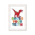 Picture of Brush Your Teeth Red Dino _GroupedProduct_Rectangle_Portrait_Mini_ _GroupedProduct_Rectangle_Portrait_Framed_Matted_