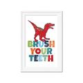 Picture of Brush Your Teeth Red Dino _GroupedProduct_Rectangle_Portrait_Mini_ _GroupedProduct_Rectangle_Portrait_Framed_Matted_