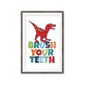 Picture of Brush Your Teeth Red Dino _GroupedProduct_Rectangle_Portrait_Mini_ _GroupedProduct_Rectangle_Portrait_Framed_Matted_