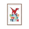 Picture of Brush Your Teeth Red Dino _GroupedProduct_Rectangle_Portrait_Mini_ _GroupedProduct_Rectangle_Portrait_Framed_Matted_