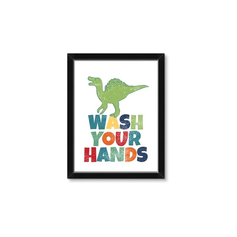 Picture of Wash Your Hands Green Dino _GroupedProduct_Rectangle_Portrait_Mini_ _GroupedProduct_Rectangle_Portrait_Framed_Matted_