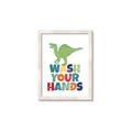 Picture of Wash Your Hands Green Dino _GroupedProduct_Rectangle_Portrait_Mini_ _GroupedProduct_Rectangle_Portrait_Framed_Matted_
