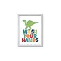 Picture of Wash Your Hands Green Dino _GroupedProduct_Rectangle_Portrait_Mini_ _GroupedProduct_Rectangle_Portrait_Framed_Matted_