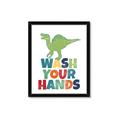 Picture of Wash Your Hands Green Dino _GroupedProduct_Rectangle_Portrait_Mini_ _GroupedProduct_Rectangle_Portrait_Framed_Matted_