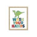 Picture of Wash Your Hands Green Dino _GroupedProduct_Rectangle_Portrait_Mini_ _GroupedProduct_Rectangle_Portrait_Framed_Matted_