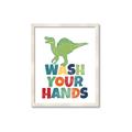 Picture of Wash Your Hands Green Dino _GroupedProduct_Rectangle_Portrait_Mini_ _GroupedProduct_Rectangle_Portrait_Framed_Matted_