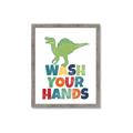 Picture of Wash Your Hands Green Dino _GroupedProduct_Rectangle_Portrait_Mini_ _GroupedProduct_Rectangle_Portrait_Framed_Matted_