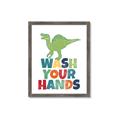 Picture of Wash Your Hands Green Dino _GroupedProduct_Rectangle_Portrait_Mini_ _GroupedProduct_Rectangle_Portrait_Framed_Matted_