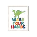 Picture of Wash Your Hands Green Dino _GroupedProduct_Rectangle_Portrait_Mini_ _GroupedProduct_Rectangle_Portrait_Framed_Matted_