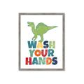 Picture of Wash Your Hands Green Dino _GroupedProduct_Rectangle_Portrait_Mini_ _GroupedProduct_Rectangle_Portrait_Framed_Matted_