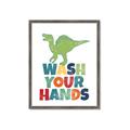Picture of Wash Your Hands Green Dino _GroupedProduct_Rectangle_Portrait_Mini_ _GroupedProduct_Rectangle_Portrait_Framed_Matted_