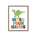 Picture of Wash Your Hands Green Dino _GroupedProduct_Rectangle_Portrait_Mini_ _GroupedProduct_Rectangle_Portrait_Framed_Matted_