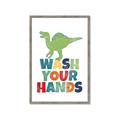 Picture of Wash Your Hands Green Dino _GroupedProduct_Rectangle_Portrait_Mini_ _GroupedProduct_Rectangle_Portrait_Framed_Matted_