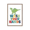 Picture of Wash Your Hands Green Dino _GroupedProduct_Rectangle_Portrait_Mini_ _GroupedProduct_Rectangle_Portrait_Framed_Matted_