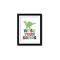 Picture of Wash Your Hands Green Dino _GroupedProduct_Rectangle_Portrait_Mini_ _GroupedProduct_Rectangle_Portrait_Framed_Matted_