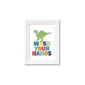 Picture of Wash Your Hands Green Dino _GroupedProduct_Rectangle_Portrait_Mini_ _GroupedProduct_Rectangle_Portrait_Framed_Matted_