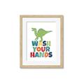 Picture of Wash Your Hands Green Dino _GroupedProduct_Rectangle_Portrait_Mini_ _GroupedProduct_Rectangle_Portrait_Framed_Matted_