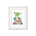 Picture of Wash Your Hands Green Dino _GroupedProduct_Rectangle_Portrait_Mini_ _GroupedProduct_Rectangle_Portrait_Framed_Matted_