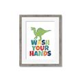 Picture of Wash Your Hands Green Dino _GroupedProduct_Rectangle_Portrait_Mini_ _GroupedProduct_Rectangle_Portrait_Framed_Matted_