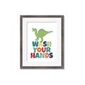 Picture of Wash Your Hands Green Dino _GroupedProduct_Rectangle_Portrait_Mini_ _GroupedProduct_Rectangle_Portrait_Framed_Matted_