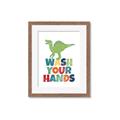 Picture of Wash Your Hands Green Dino _GroupedProduct_Rectangle_Portrait_Mini_ _GroupedProduct_Rectangle_Portrait_Framed_Matted_