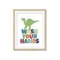 Picture of Wash Your Hands Green Dino _GroupedProduct_Rectangle_Portrait_Mini_ _GroupedProduct_Rectangle_Portrait_Framed_Matted_