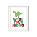 Picture of Wash Your Hands Green Dino _GroupedProduct_Rectangle_Portrait_Mini_ _GroupedProduct_Rectangle_Portrait_Framed_Matted_