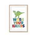 Picture of Wash Your Hands Green Dino _GroupedProduct_Rectangle_Portrait_Mini_ _GroupedProduct_Rectangle_Portrait_Framed_Matted_