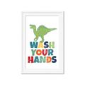 Picture of Wash Your Hands Green Dino _GroupedProduct_Rectangle_Portrait_Mini_ _GroupedProduct_Rectangle_Portrait_Framed_Matted_
