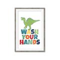Picture of Wash Your Hands Green Dino _GroupedProduct_Rectangle_Portrait_Mini_ _GroupedProduct_Rectangle_Portrait_Framed_Matted_