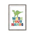Picture of Wash Your Hands Green Dino _GroupedProduct_Rectangle_Portrait_Mini_ _GroupedProduct_Rectangle_Portrait_Framed_Matted_