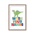 Picture of Wash Your Hands Green Dino _GroupedProduct_Rectangle_Portrait_Mini_ _GroupedProduct_Rectangle_Portrait_Framed_Matted_
