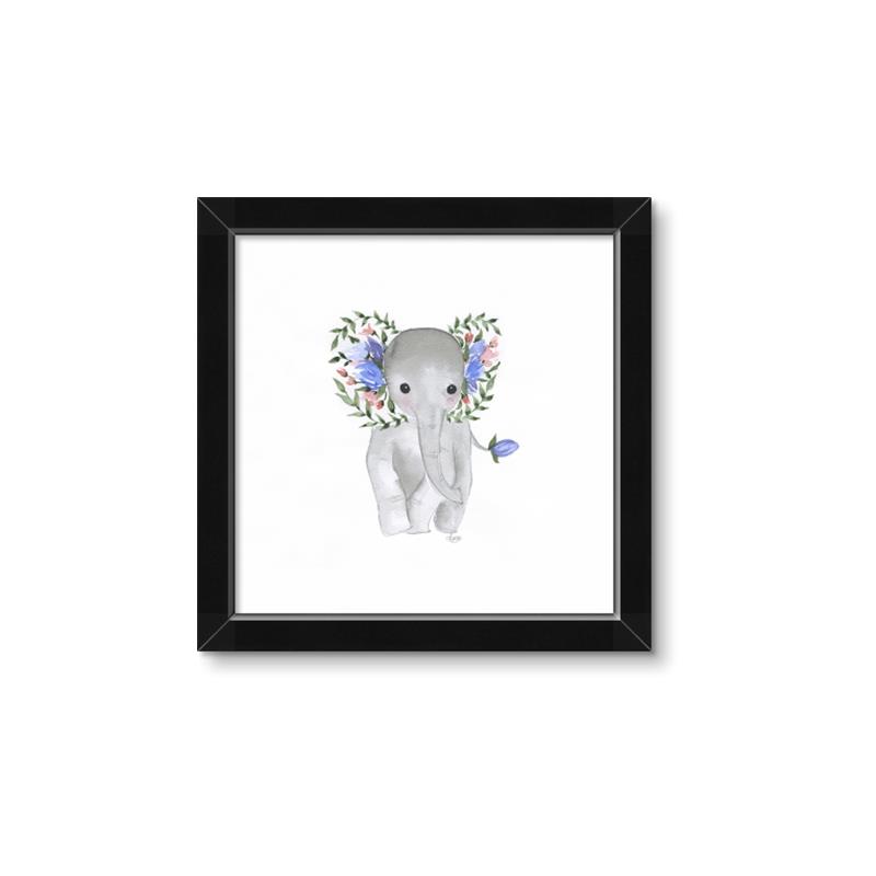 Picture of Baby Floral Elephant _GroupedProduct_Square_Mini_ _GroupedProduct_Square_Framed_Matted_
