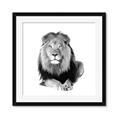 Picture of Lion Black and White _GroupedProduct_Square_Mini_ _GroupedProduct_Square_Framed_Matted_