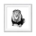 Picture of Lion Black and White _GroupedProduct_Square_Mini_ _GroupedProduct_Square_Framed_Matted_