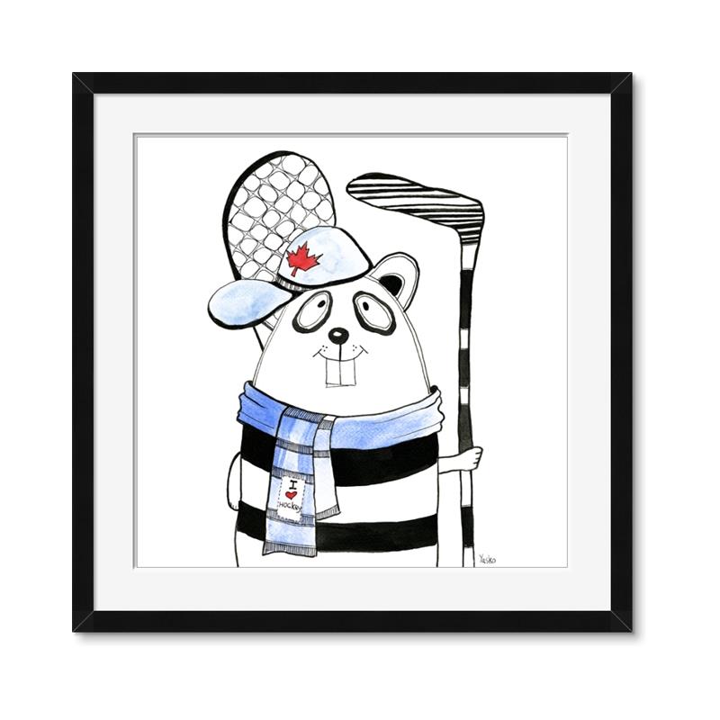 Picture of Hockey Beaver _GroupedProduct_Square_Mini_ _GroupedProduct_Square_Framed_Matted_